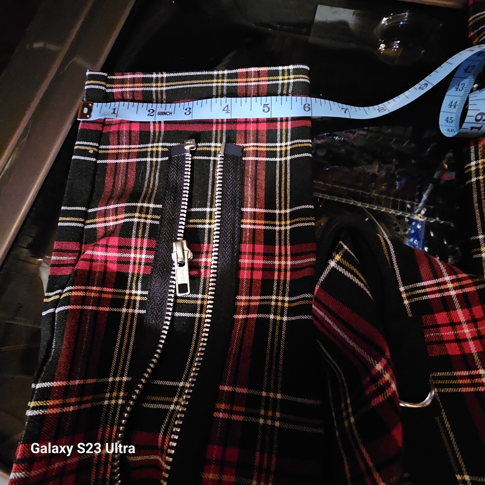 Hell Bunny Red and Black Plaid Straight Leg Pants - Picture 5 of 7